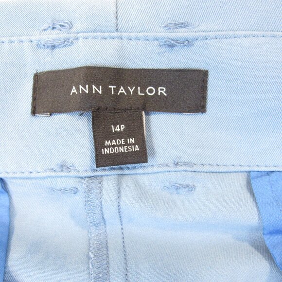 Ann Taylor Women's Pants Blue Waist Tabs Size 14P Wide Leg Trouser Pockets - Picture 7 of 7